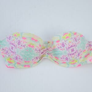 Victoria's Secret Bandeau Bikini Top Swimsuit 32B Neon Strapless Bathing Suit